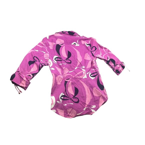 Vintage Michael Simon womens crinkle ruffle tie cuff button up top Medium - Picture 2 of 7